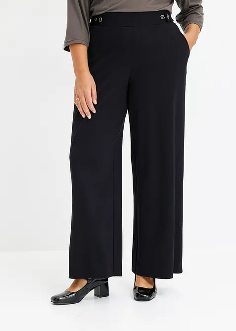 Žerzejov&eacute; kalhoty s ozdobn&yacute;m p&aacute;skem, bonprix