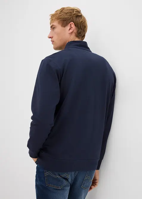 Mikina na zapínání se stojáčkem a s detaily z imitace kůže, bonprix