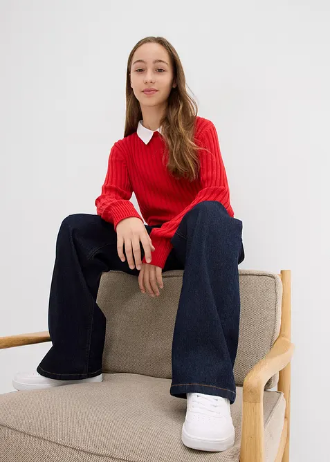 Džíny, Mid Waist, Wide Leg, bonprix