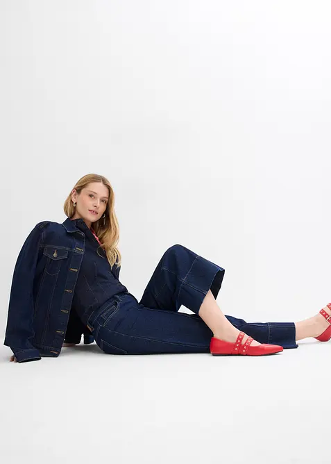 Zkr&aacute;cen&eacute; dž&iacute;ny Wide Leg, Mid Waist, bonprix