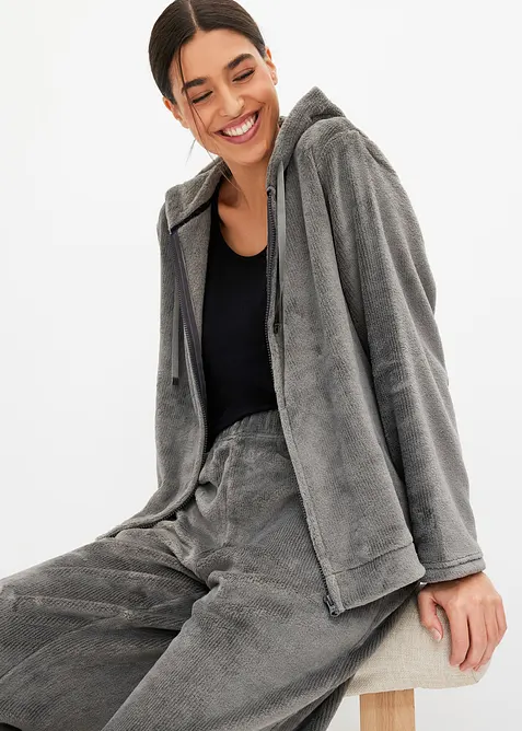 Oblek na doma z měkk&eacute;ho fl&iacute;su, bonprix