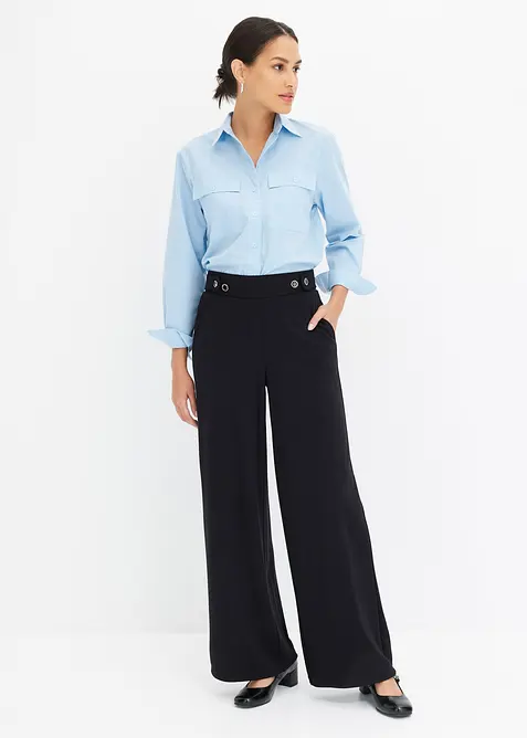 Žerzejov&eacute; kalhoty s ozdobn&yacute;m p&aacute;skem, bonprix