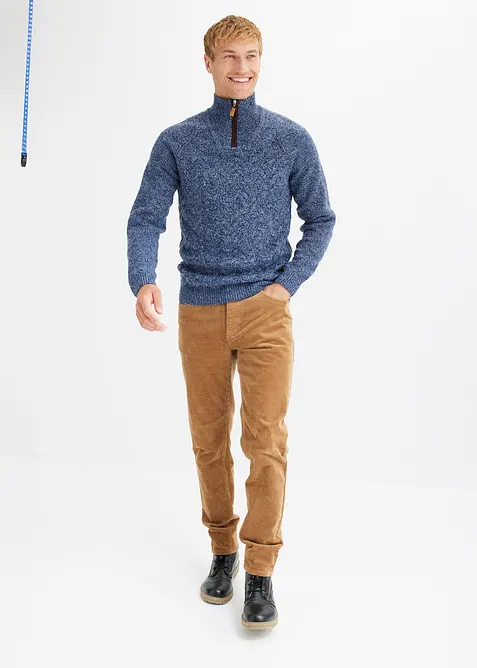 Svetr s l&iacute;mcem na zip, z cop&aacute;nkov&eacute; pleteniny s pod&iacute;lem vlny, bonprix