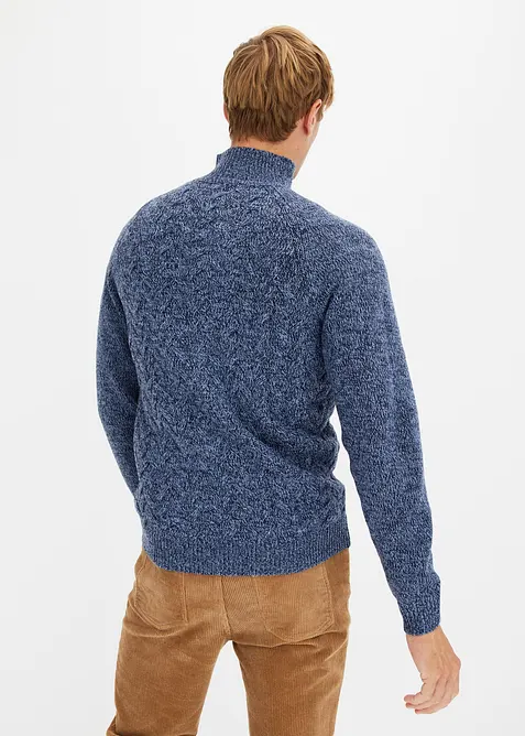 Svetr s l&iacute;mcem na zip, z cop&aacute;nkov&eacute; pleteniny s pod&iacute;lem vlny, bonprix