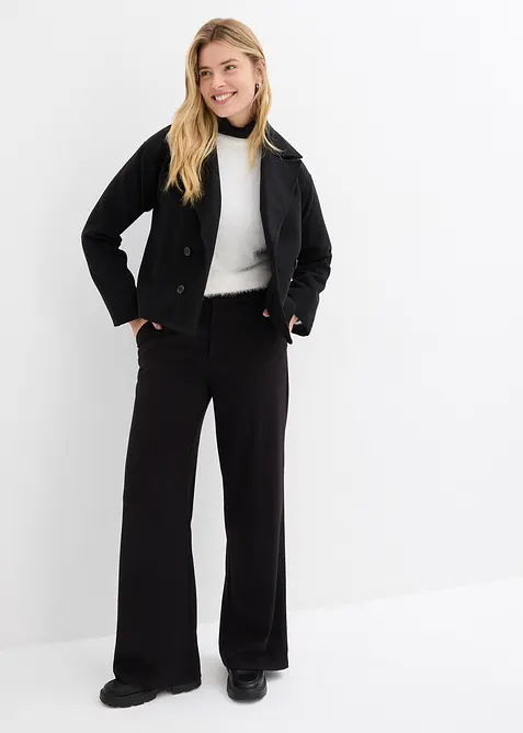 &Scaron;irok&eacute; kalhoty se sklady v pase, z visk&oacute;zov&eacute; směsi, bonprix