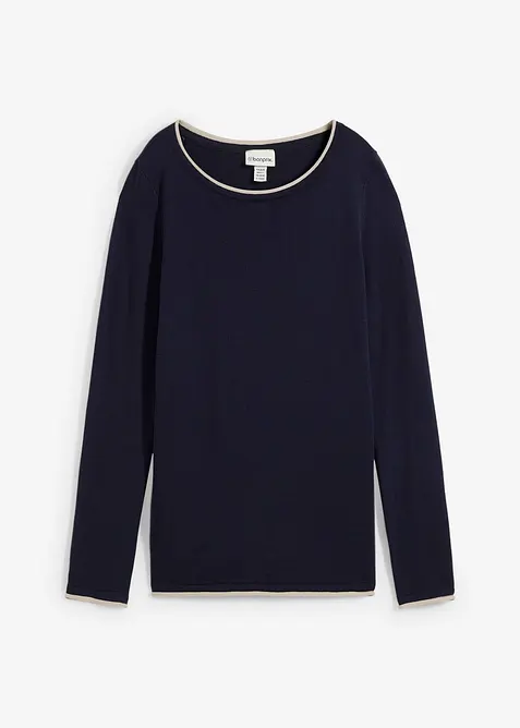 Svetr z jemn&eacute;ho &uacute;pletu z bavlněn&eacute; směsi, bonprix