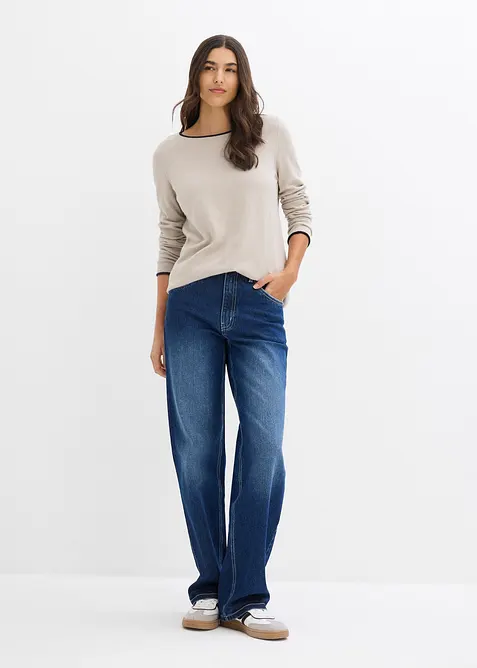 Svetr z jemného úpletu z bavlněné směsi, bonprix