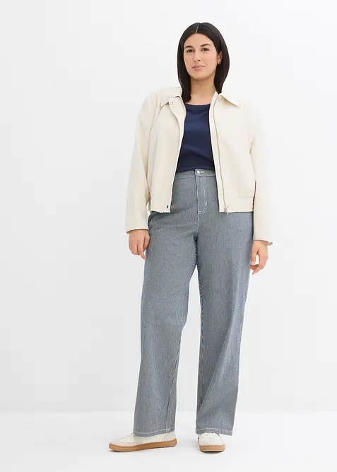 Dž&iacute;ny Straight, High Waist, s proužky, bonprix