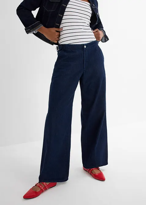 Strečov&eacute; dž&iacute;ny Straight, Mid Waist, bonprix