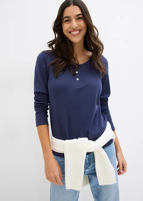 Triko s kulat&yacute;m v&yacute;střihem, z čist&eacute; organick&eacute; bavlny, bonprix