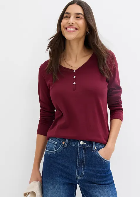 Tričko s dlouhým rukávem, z čisté organické bavlny, bonprix