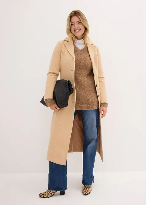 Svetr ze silnější pleteniny s výstřihem do V, bonprix