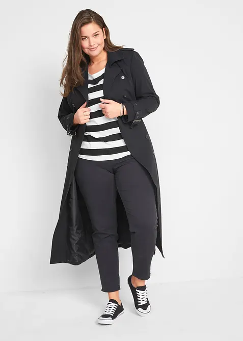 Dlouh&yacute; trenčkot s p&aacute;skem v pase, bonprix