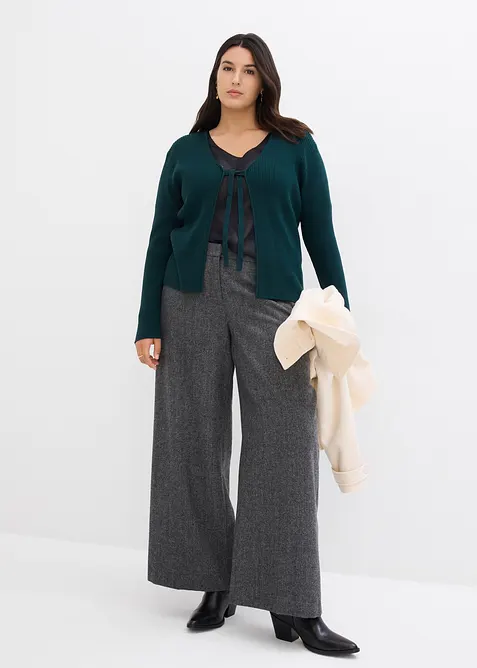 Vlněn&eacute; kalhoty se vzorem ryb&iacute; kosti, bonprix