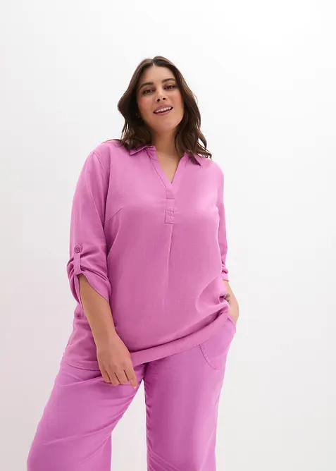 Lněná halenka, 3/4 rukáv, bonprix