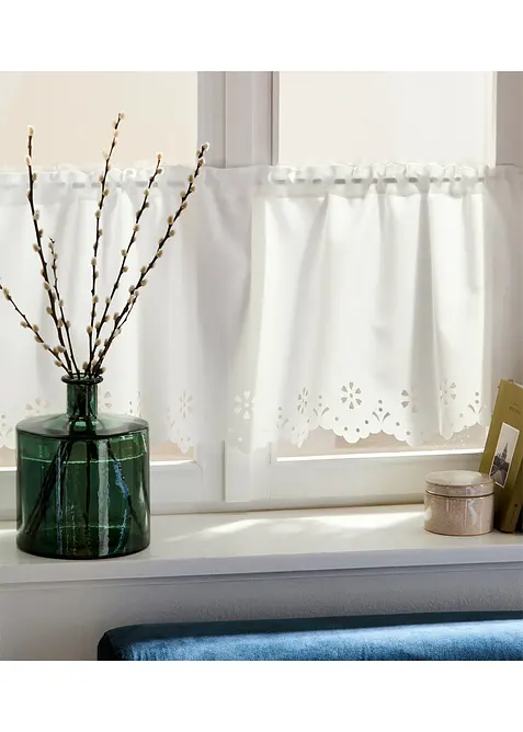 Polotransparentní vitrážková záclona se vzorovaným lemem, bonprix