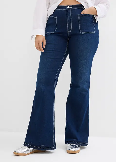 Strečové džíny Bootcut, High Waist, dlouhá délka, bonprix