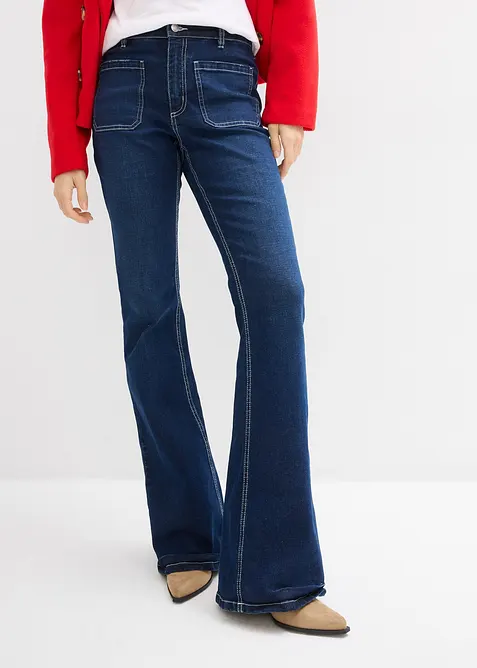 Strečové džíny Bootcut, High Waist, dlouhá délka, bonprix