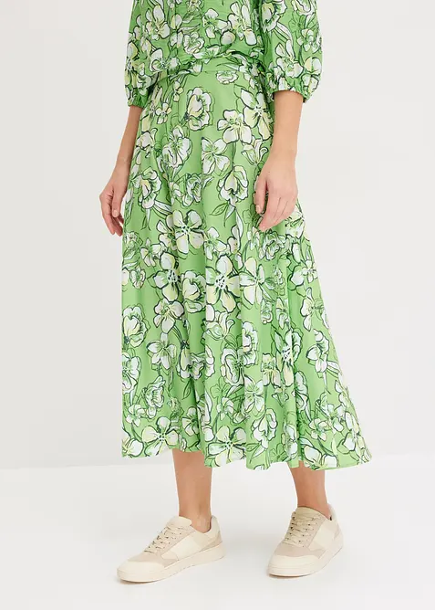 Midi sukně ze spl&yacute;vav&eacute; visk&oacute;zov&eacute; směsi, bonprix