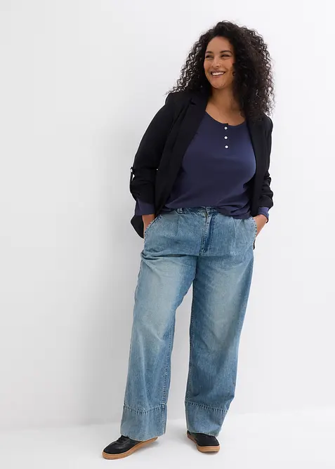 Triko s kulat&yacute;m v&yacute;střihem, z čist&eacute; organick&eacute; bavlny, bonprix