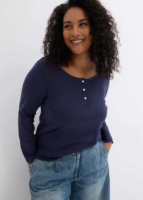 Triko s kulat&yacute;m v&yacute;střihem, z čist&eacute; organick&eacute; bavlny, bonprix