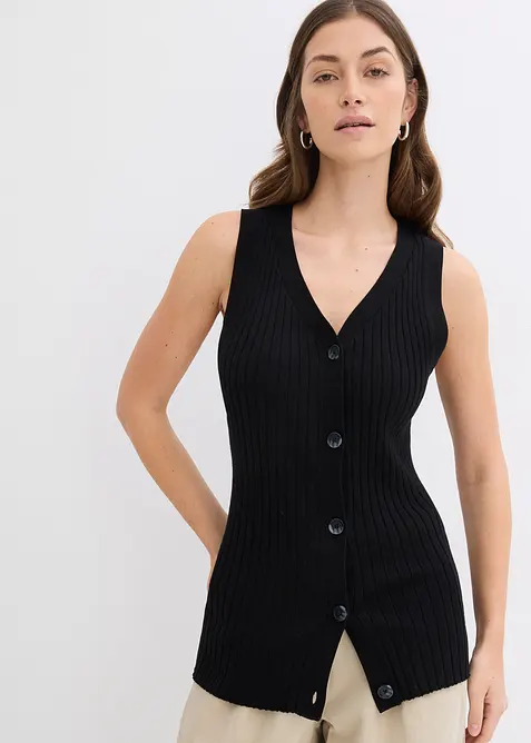 Žebrovan&aacute; pleten&aacute; vesta, bonprix