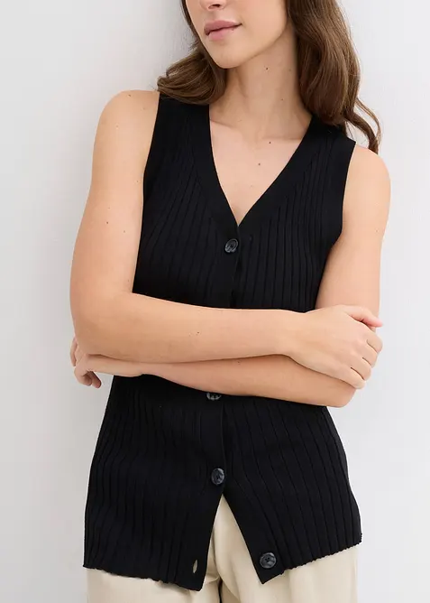 Žebrovan&aacute; pleten&aacute; vesta, bonprix