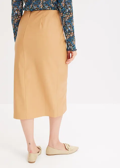 Midi sukně z umělé kůže, bonprix