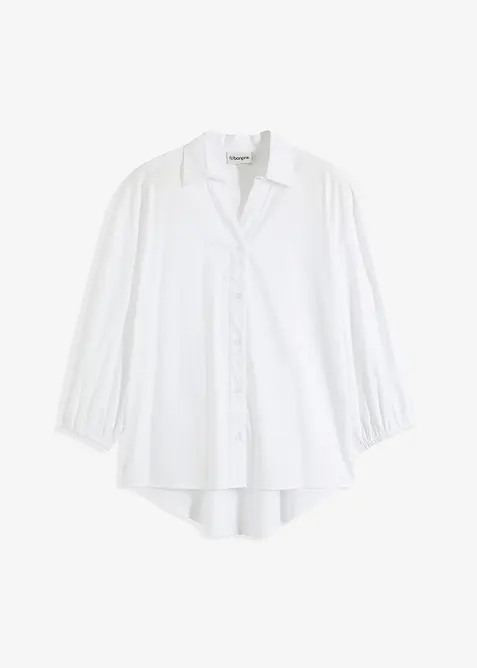 Halenka s balonovými rukávy, delší zadní díl, bonprix