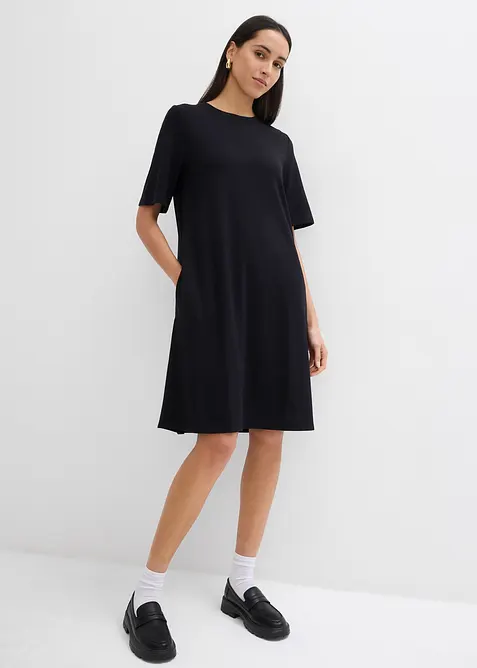 Úpletové šaty s áčkovou linií, ze směsi s viskózou, bonprix