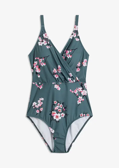 Stahovací jednodílné plavky se zavinovacím vzhledem, lehký tvarující efekt, bonprix