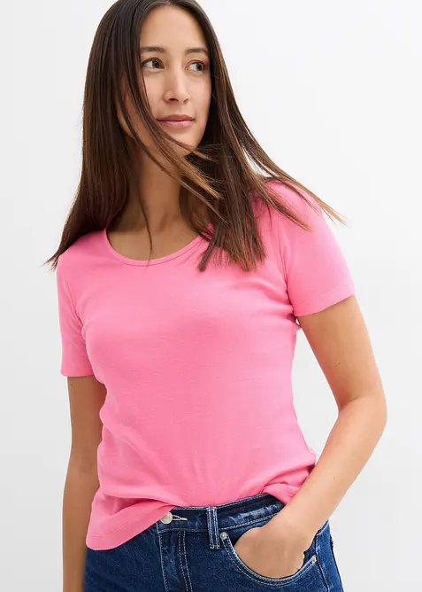 Žebrované tričko z čisté bavlny (2 ks v balení), bonprix