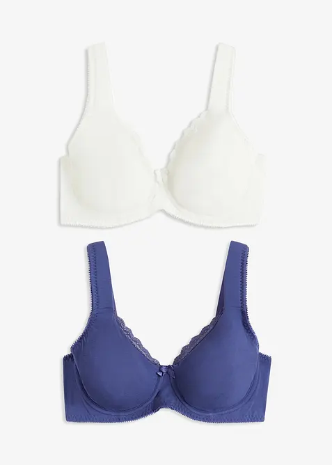 Bezešvá nevyztužená podprsenka s kosticemi a s organickou bavlnou (2 ks v balení), bonprix