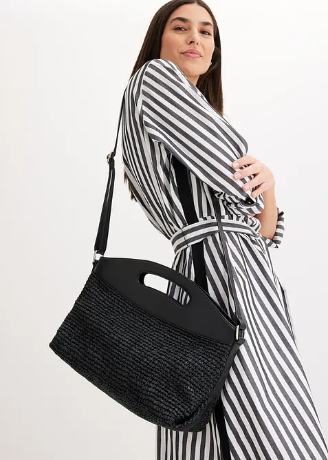 Slaměná kabelka s koženým uchem, bonprix