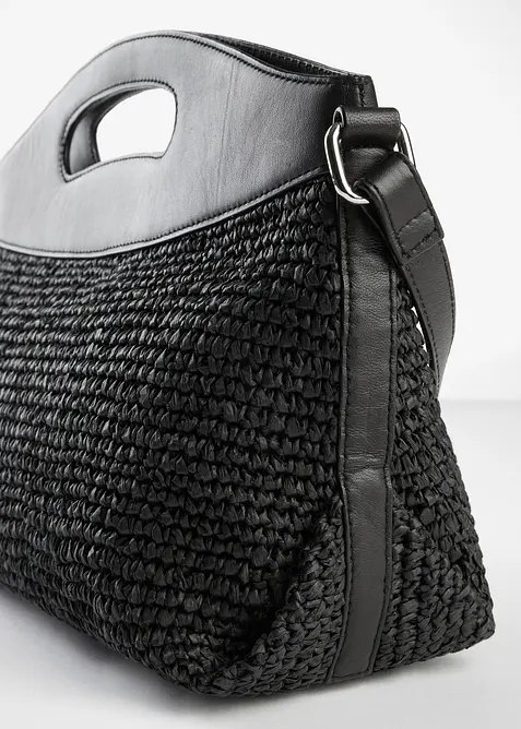 Slaměná kabelka s koženým uchem, bonprix