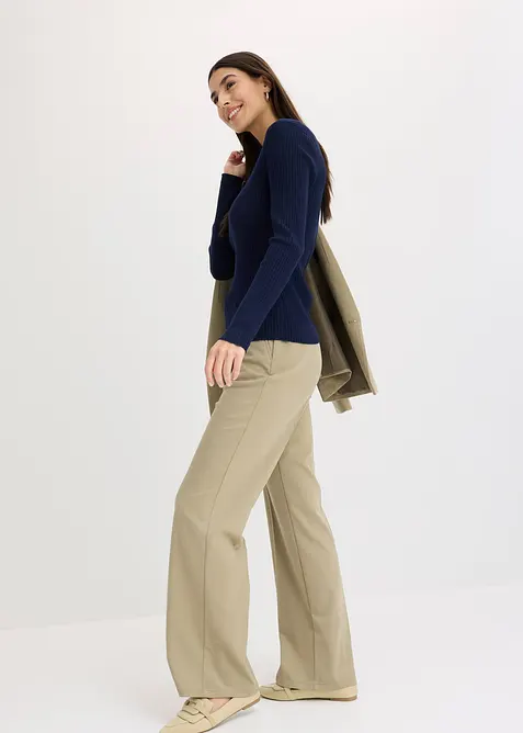 Žebrovaný svetr ze směsi s viskózou, bonprix