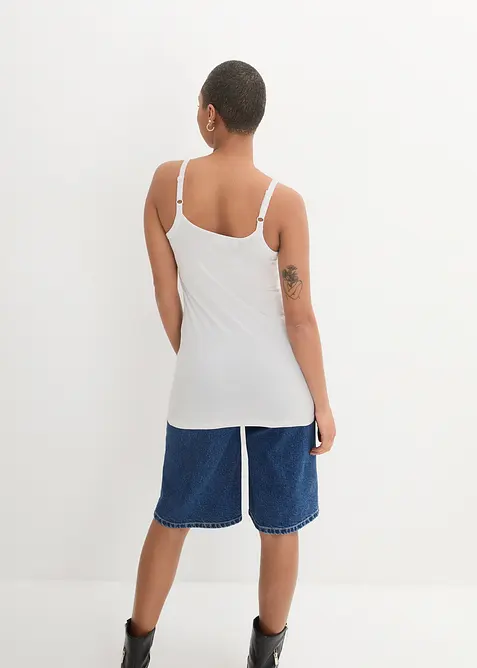 Dlouhý top z organické bavlny, se špagetovými ramínky (2 ks v balení), bonprix