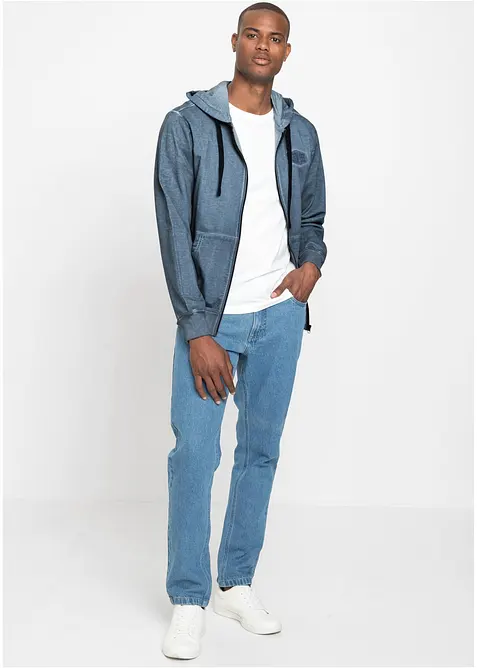 Mikina na zapínání, s kapucí, v sepraném vzhledu, bonprix