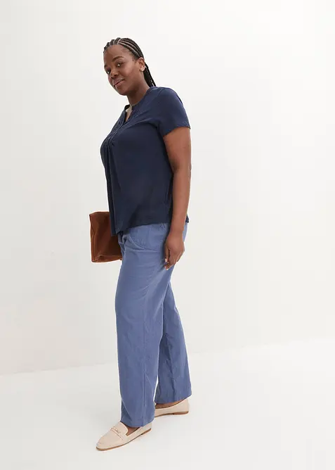 Tričko ze žíhaného vlákna, krátký rukáv, bonprix