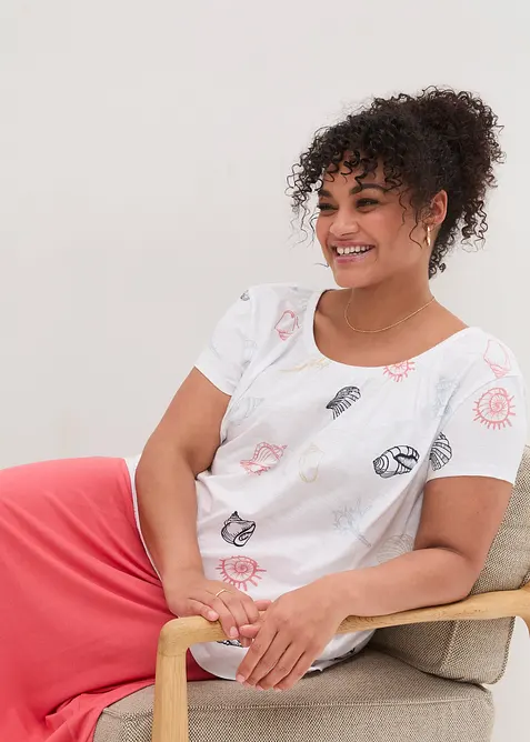 Triko s kulat&yacute;m v&yacute;střihem, z organick&eacute; bavlny, bonprix