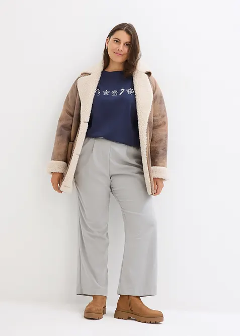 Vyšívané vánoční tričko s dlouhým rukávem, oversized, bonprix