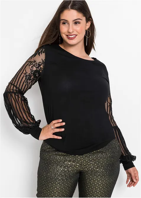 Tričko s dlouhým rukávem, z viskózové směsi, bonprix