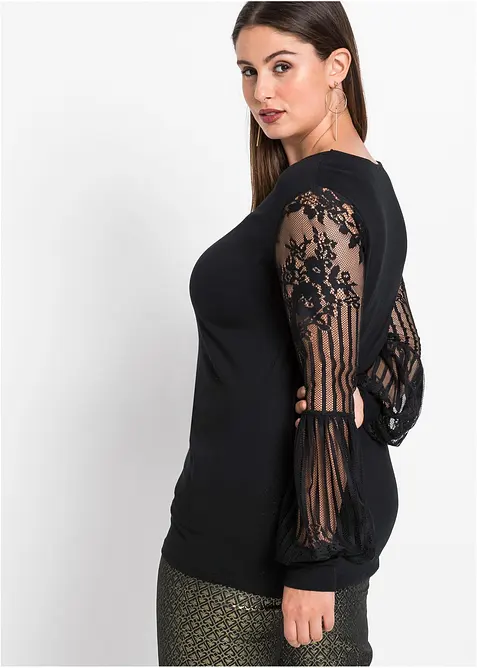 Tričko s dlouhým rukávem, z viskózové směsi, bonprix