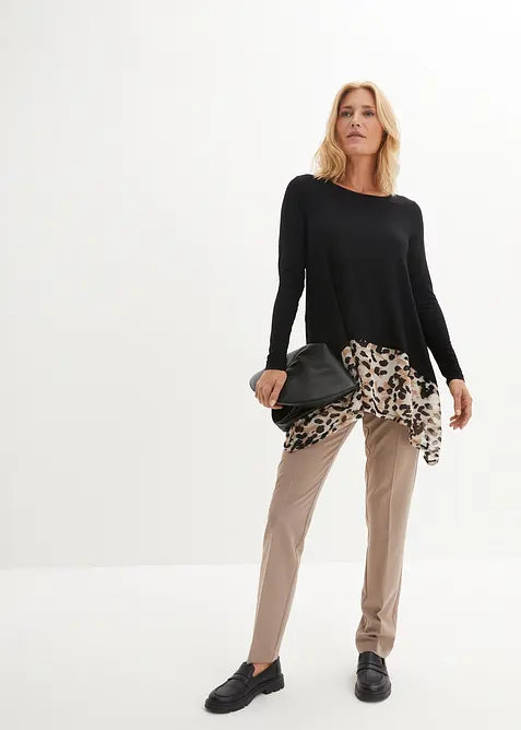 Úpletová halenka ze směsi s viskózou, se šifónovou vsadkou, bonprix