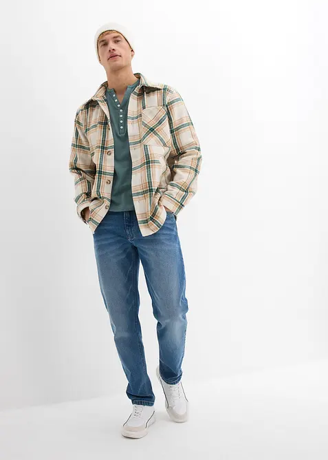 Henley triko dlouh&yacute;m ruk&aacute;vem, Slim Fit, čist&aacute; organick&aacute; bavlna, bonprix