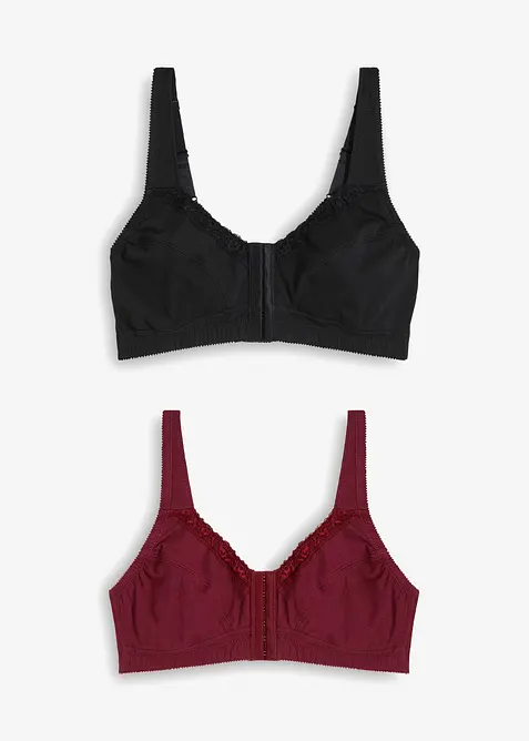 Podprsenka ze zap&iacute;n&aacute;n&iacute;m vpředu, bez kostic a s bavlnou (2 ks v balen&iacute;), bonprix