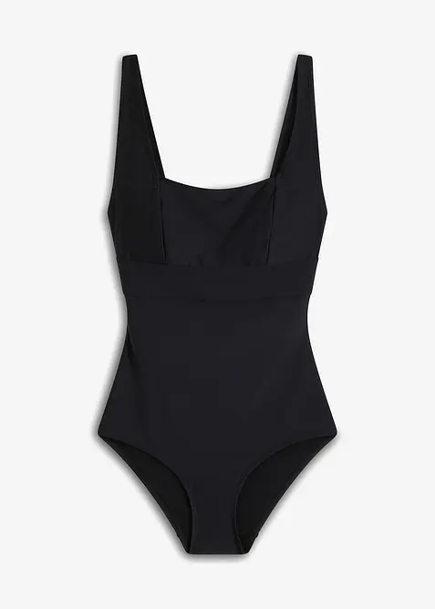 Stahovací jednodílné plavky s hranatým výstřihem, střední tvarovací funkce, bonprix