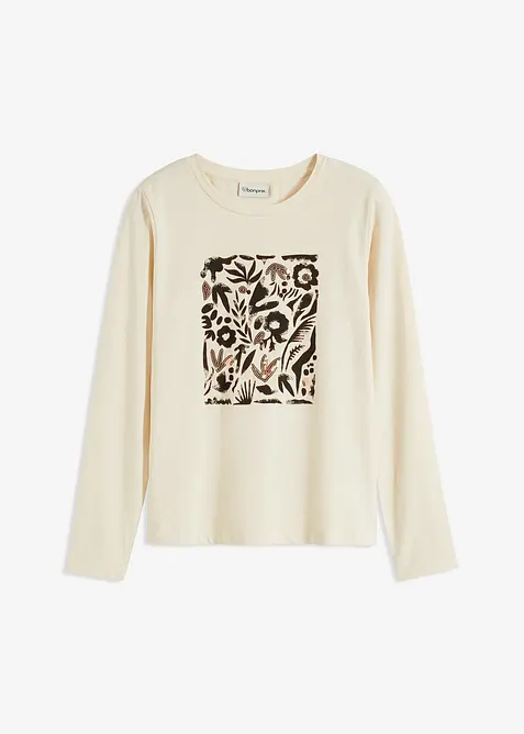 Tričko s dlouh&yacute;m ruk&aacute;vem, s organickou bavlnou, bonprix