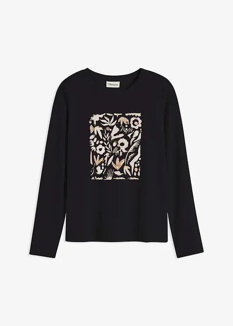 Tričko s dlouh&yacute;m ruk&aacute;vem, s organickou bavlnou, bonprix