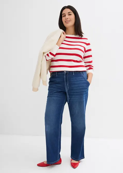 Dž&iacute;ny Loose Straight, High Waist, pohodln&yacute; pas, bonprix